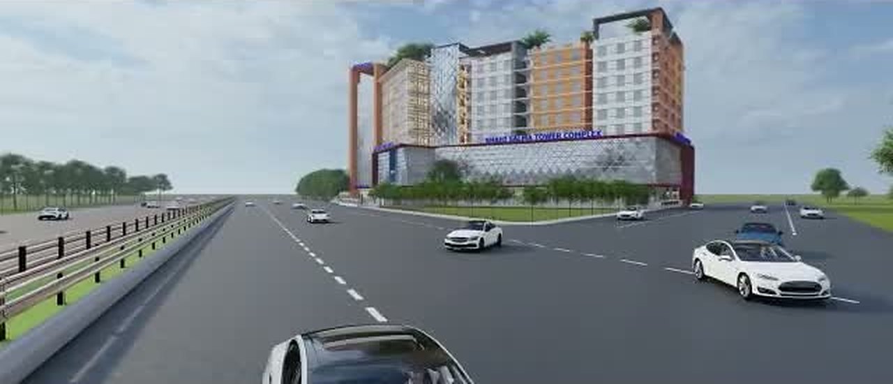 হাইওয়ে থেকে ভবনের দৃশ্য